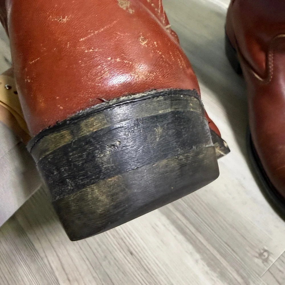 Vtg dingo Work Boots Mens 10.5 Made in USA 70s worn western cowboy rugged‎ WORN